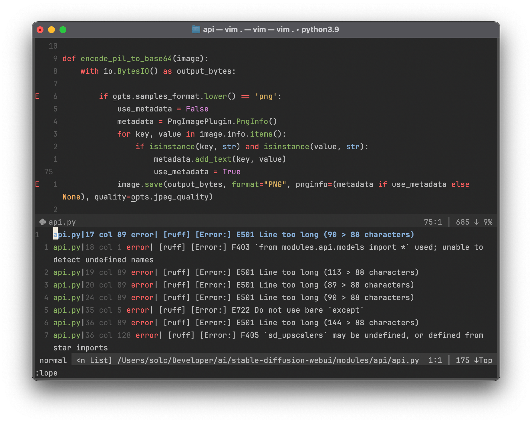 Vim ALE Loclist